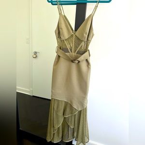 PatBo Mesh Linen Bustier Dress in Green New!!